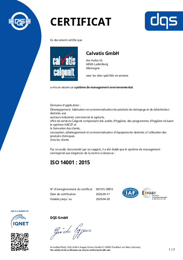 ISO 14001 UM Certificate 2026-2029 FR
