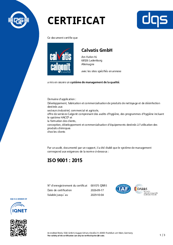 ISO 9001 QM Certificate 2026-2029 FR